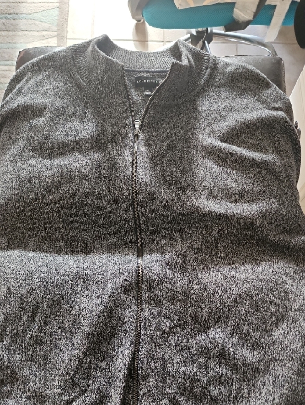 Gray Zipup Sweater Textile Accessory - Picture 3 of 4